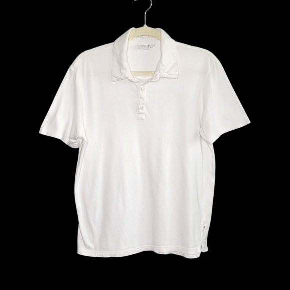 Onia Men's White Short Sleeve Classic Polo Shirt Size S Cotton Blend Collared - Picture 1 of 6